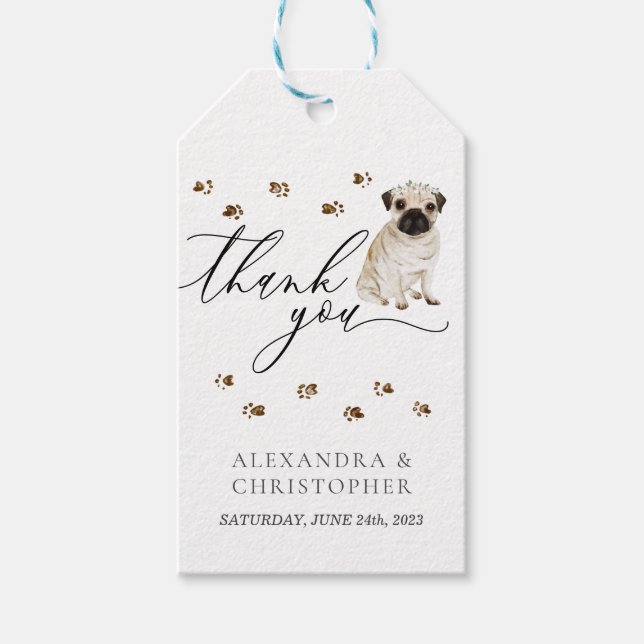 Etiqueta Para Presente pug Obrigado cachorro Casamento (Frente)