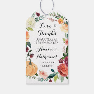 Etiqueta Para Presente Pumpkin Elegant Fall Floral Rustic Wedper Favor