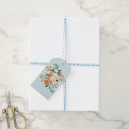 Etiqueta Para Presente Pumpkin Floral Cores Azuis