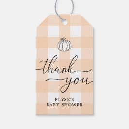 Etiqueta Para Presente Pumpkin Peach Gingham Obrigado Marca Favorável