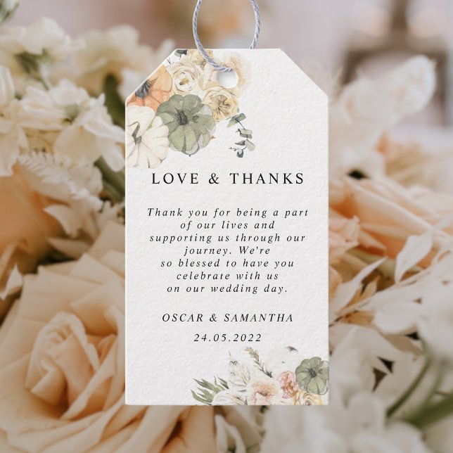 Etiqueta Para Presente Pumpkins e Flores Modernos de Aquarela (Criador carregado)