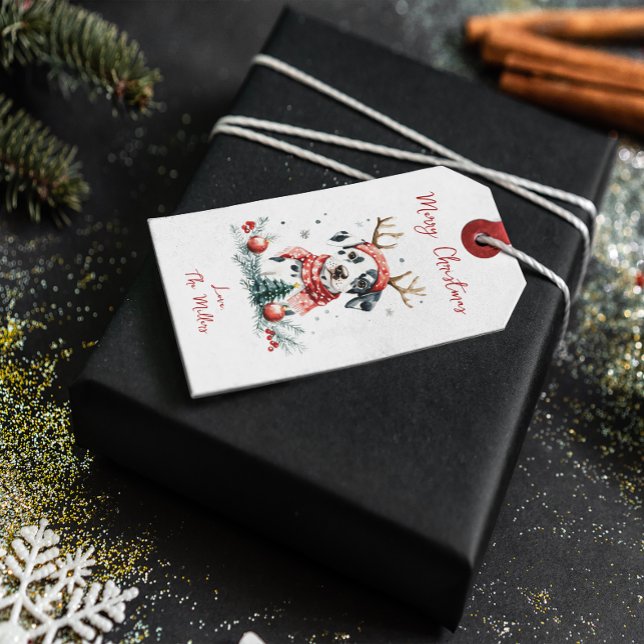 Etiqueta Para Presente Puppy Dalmaciano de Natal Festivo (Criador carregado)