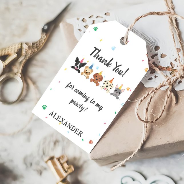 Etiqueta Para Presente Puppy Dog Festa de aniversário (Criador carregado)