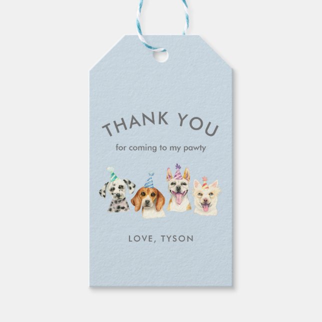 Etiqueta Para Presente Puppy Dog Theme Birthday Obrigado Por (Frente)