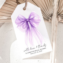 Etiqueta Para Presente Purple Bow Watercolor Bridal Shower Thank You