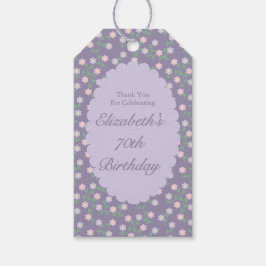 Etiqueta Para Presente Purple Floral Birthday
