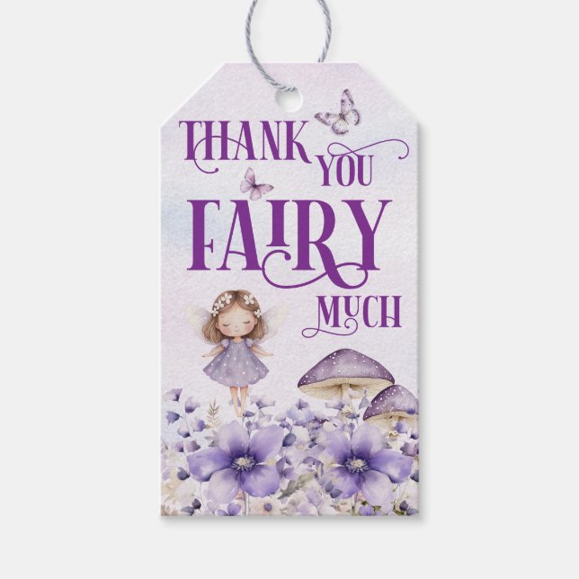Etiqueta Para Presente Purple Floral Thank You Fairy Much (Frente)