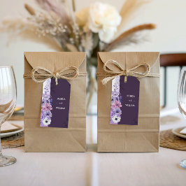 Etiqueta Para Presente Purple Floral Wedding Gift Tag