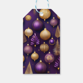 ETIQUETA PARA PRESENTE PURPLE & GOLD CHRISTMAS ORNAMENTS