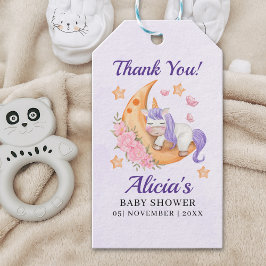 Etiqueta Para Presente Purple Watercolor Unicorn Baby Shower