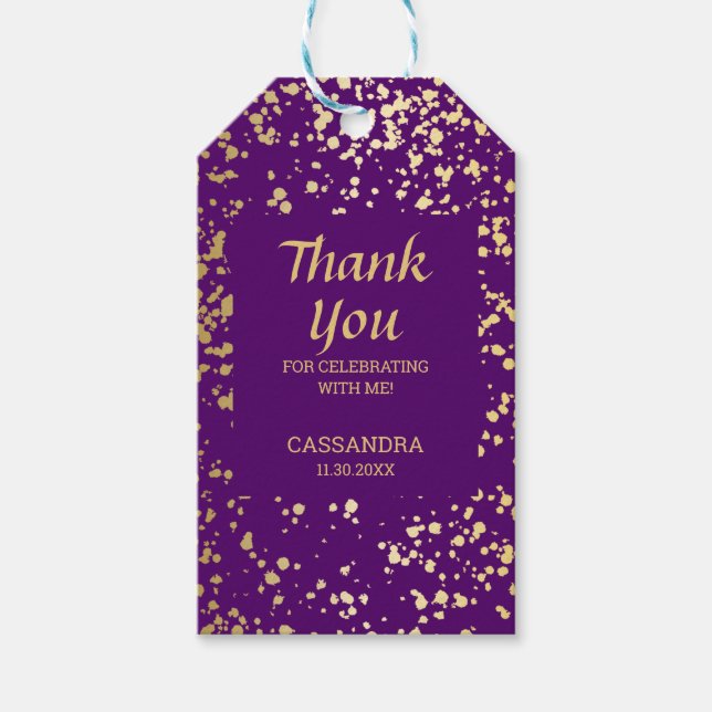 Etiqueta Para Presente Púrpura Dourada Egito Clássico Muito Obrigado (Frente)