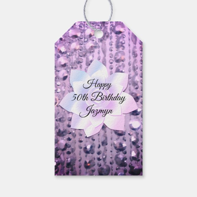 Etiqueta Para Presente Púrpura e rosa esmagada (Frente)