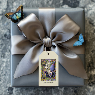 Etiqueta Para Presente Púrpura Floral Loura