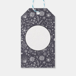 Etiqueta Para Presente Quadro de Flores Monocromático Moderno
