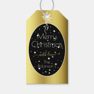 Etiqueta Para Presente Quadro Dourado brilhante Estilo de Natal Feliz Pre