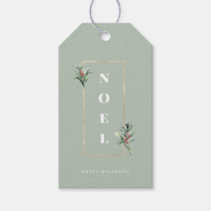 Etiqueta Para Presente Quadro Dourado de Berry de inverno Elegante NOEL
