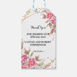 Etiqueta Para Presente Quadro Dourado geométrico Cor-de-rosa obrigado