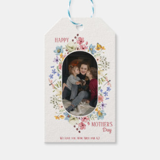 Etiqueta Para Presente Quadro Floral Oval com Foto | Mãe do Poema do Cria