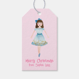 Etiqueta Para Presente Quebra-Cobra Nutcracker Clara, Cor-de-Água Rosa Wh