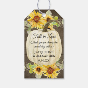 Etiqueta Para Presente Queda Folhagem Floral De Girassol Pumpkin Madeira 