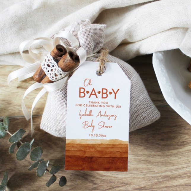 Etiqueta Para Presente Querida Terracotta Chá de fraldas Obrigado (Criador carregado)