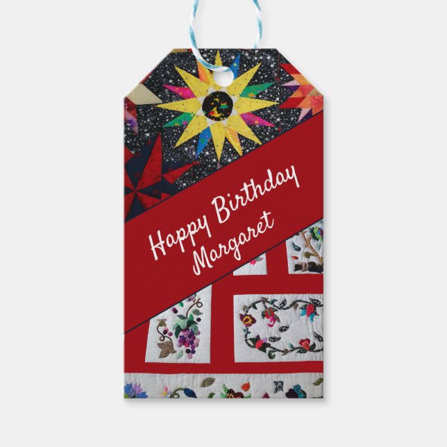 Etiqueta Para Presente Quilters Happy Birthday (Frente)