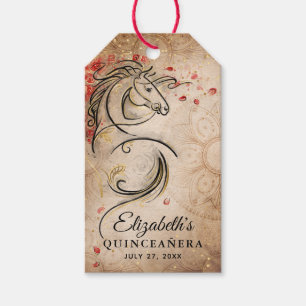 Etiqueta Para Presente Quinceana Dourada Rústica Horse, Obrigado