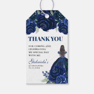 Etiqueta Para Presente Quinceanera Floral Marinho Azul Dourado Mis Quince