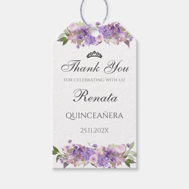 Etiqueta Para Presente Quinceanera Floral Puro (Frente)