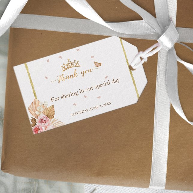 Etiqueta Para Presente Quinceanera, palha-rosa, brilhante (Criador carregado)