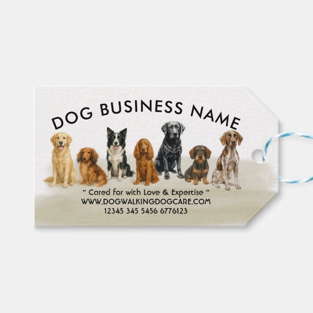 Etiqueta Para Presente Raças de Cães Aquarela (Frente (horizontal))