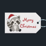 Etiqueta Para Presente Raccoon Christmas Snow Winter Raccoons Hat<br><div class="desc">O racon a suavidade com luzes de fada. Animais engraçados com presentes e neve até as férias. Também é engraçado para o Natal em julho. Os guaxinins são animais doces e perfeitos para o Natal.</div>