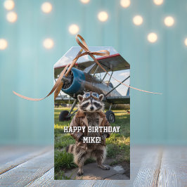 Etiqueta Para Presente Raccoon Pilot Airplane Funny Photo Birthday Custom