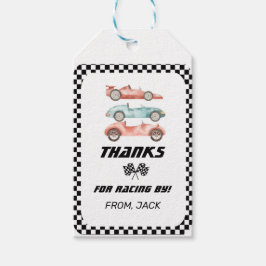 Etiqueta Para Presente Race Car Aniversário, Carro vintage, Obrigado