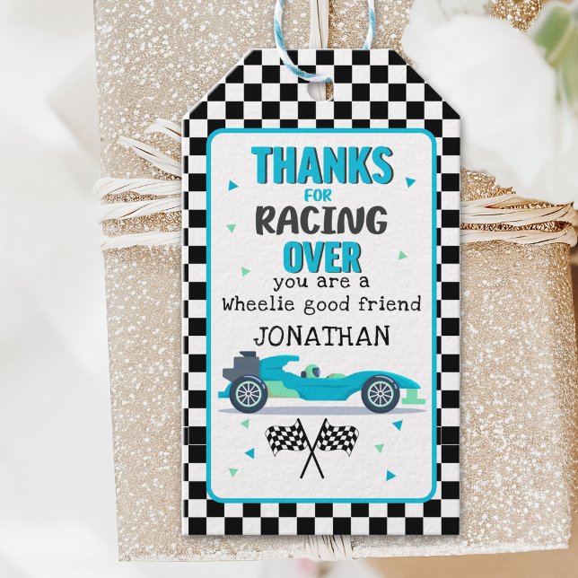 Etiqueta Para Presente Race Car Birthday Party for Boys (Criador carregado)