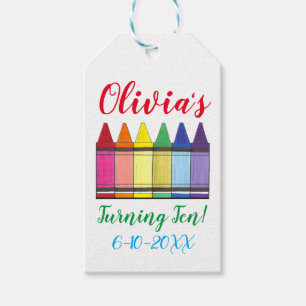Etiqueta Para Presente Rainbow Crayons Artista Art Festa de aniversário d