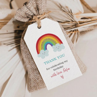 Etiqueta Para Presente Rainbow Kids Birthday Party Thank You Favor Gift 