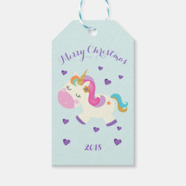 Etiqueta Para Presente Rainbow Unicorn Natal Glitter Aqua