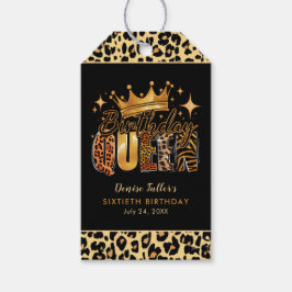 Etiqueta Para Presente Rainha do Aniversário do Leopardo Divertido Sessan