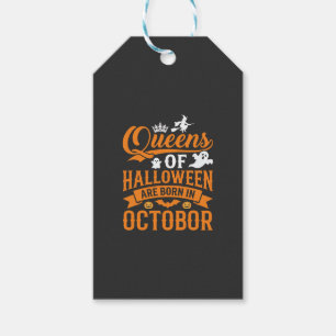 Etiqueta Para Presente Rainhas do Halloween Nascidas em Outubro Tipografi