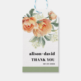 Etiqueta Para Presente Ramificação com rosas de pêssego e casamento de ti