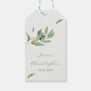 Etiqueta Para Presente Ramo de Folhas de Oliveira da Toscana-Obrigado