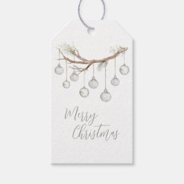 Etiqueta Para Presente Ramo de Natal Rústico com Luzes Penduradas