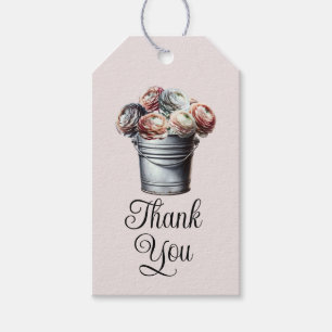 Etiqueta Para Presente Ranunculus em Balde de Lata Glam Rústico Casamento