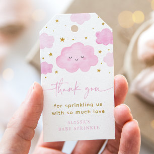 Etiqueta Para Presente Rapariga Rosa Nuvem Estrelas Bebê Sprinkle