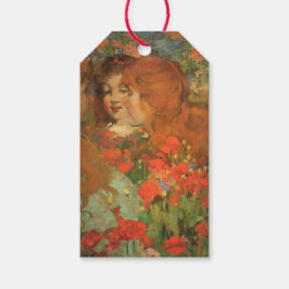 Etiqueta Para Presente Raparigas com papagaios vermelhos (por George Henr