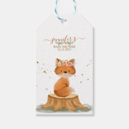 Etiqueta Para Presente Raposa Animal Silvestre com Flor obrigado