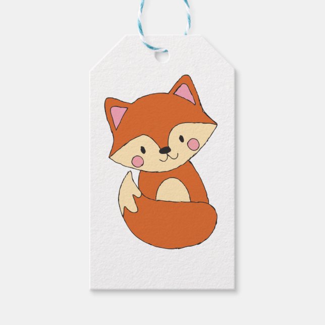 Etiqueta Para Presente Raposa Bebê Desenho Raposa Bela Arte Fox Design (Frente)