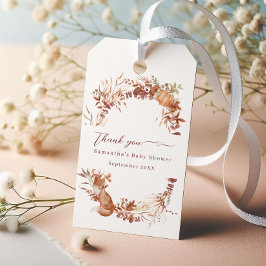 Etiqueta Para Presente Raposa da Floresta Bege Rústico Obrigado