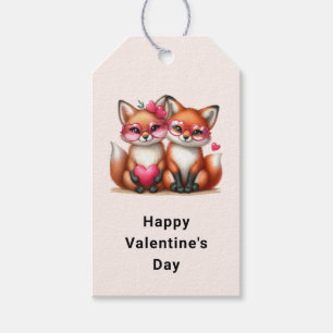 Etiqueta Para Presente Raposas Laranja-Cachorosas no Dia de os namorados 